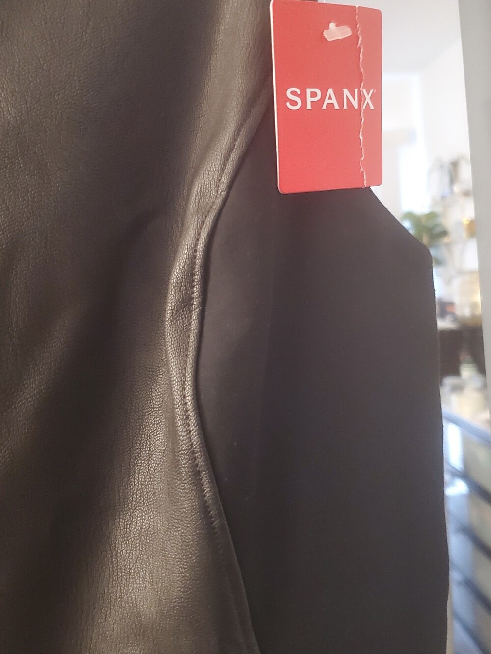 SPANX NWT Leather Like Mixed Media Combo Bodycon Pencil Dress Size M - Picture 4 of 8
